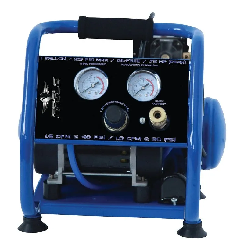 Eagle Silent Series EA-2000 Portable Air Compressor, Tool Only, 1 gal Tank, 0.75 hp, 115 V, 125 psi Pressure, 1-Stage