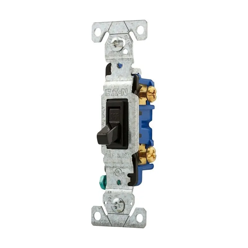 Eaton 1301-7BK Switch, 15 A, 120 V, Screw Terminal, Polycarbonate Housing Material, Black (Pack of 10)