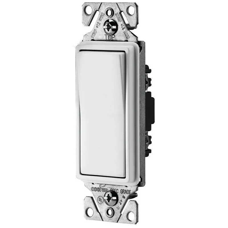 Eaton 7501W-10-L Decorator Switch, 15 A, 120/277 V, Thermoplastic Housing Material, White