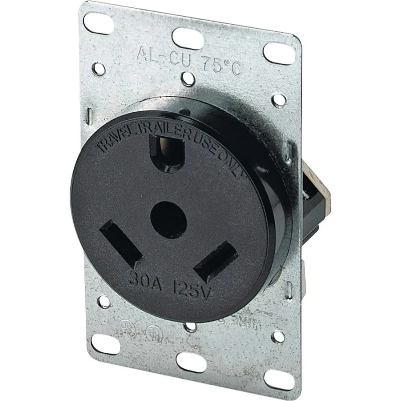 Eaton Cooper Wiring 1263-BOX Power Receptacle, 2 -Pole, 125 V, 30 A, NEMA: NEMA TT-30R, Brown