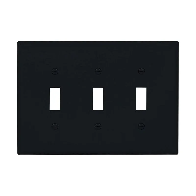 Eaton Cooper Wiring PJ3BK Wallplate, 0.08 in L, 8.56 in W, 3 -Gang, Polycarbonate, Black (Pack of 15)