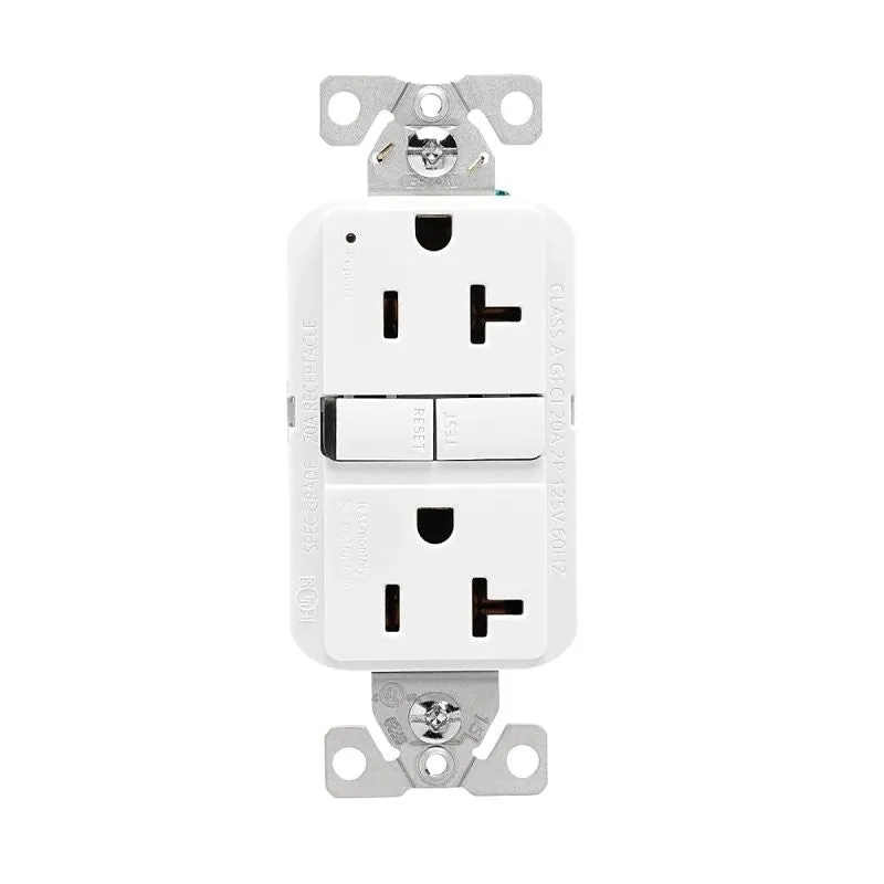 Eaton GF20W-BX-L Receptacle, 125 V, 20 A, NEMA: 5-20R, GFCI Socket, Back, Side Wiring, White (Pack of 10)