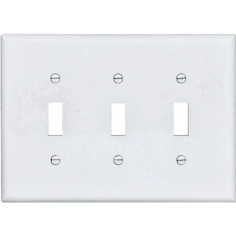Eaton PJ3W Wallplate, 6-3/4 in L, 4.83 in W, 3-Gang, Polycarbonate, White, High-Gloss (Pack of 15)