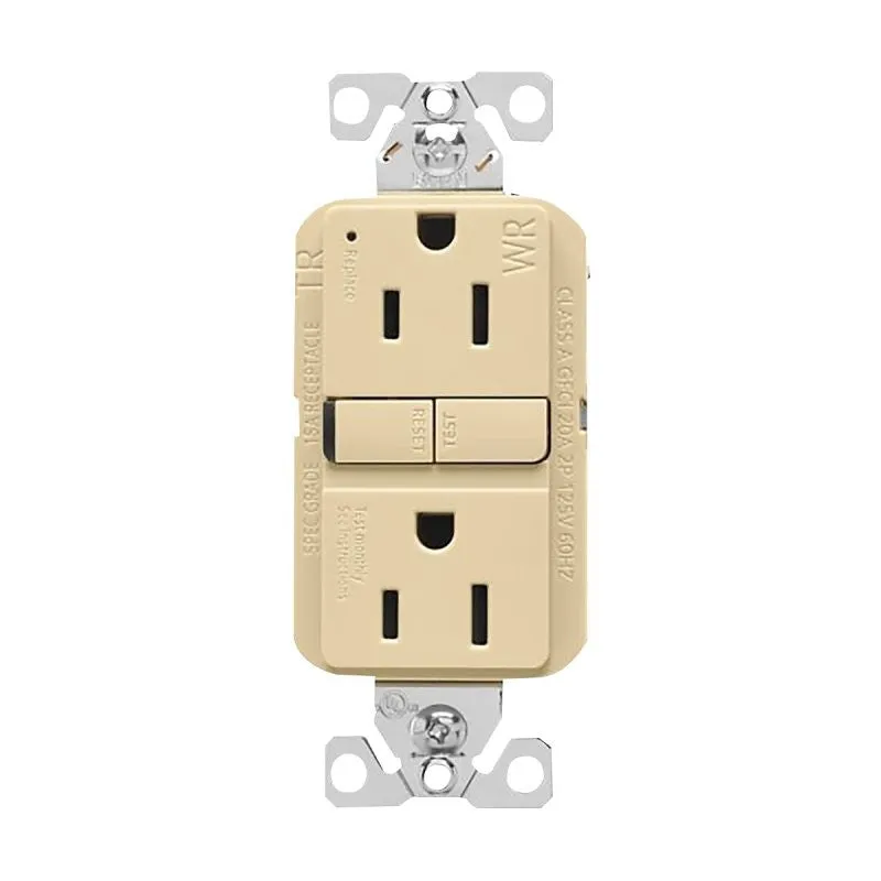 Eaton TWRGF15V Tamper and Weather-Resistant GFCI Receptacle, 125 V, 15 A, NEMA: NEMA 5-15R, Back, Side Wiring