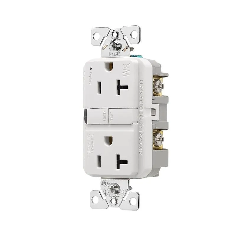 Eaton TWRGF20W-BX-L GFCI Receptacle, 125 V, 20 A, NEMA: NEMA 5-20R, Back and Side Wiring, White (Pack of 6)