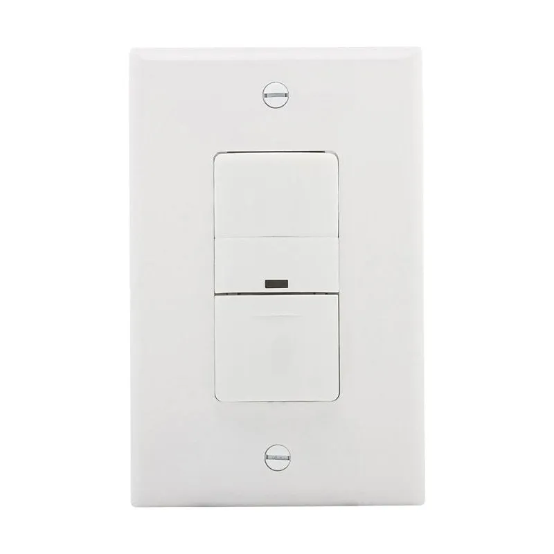 Eaton VS306U-W Vacancy Sensor Switch, 5 A, 120 V, 1 -Pole, Motion Sensor, 180 deg Sensing, 450 sq-ft Sensing, White