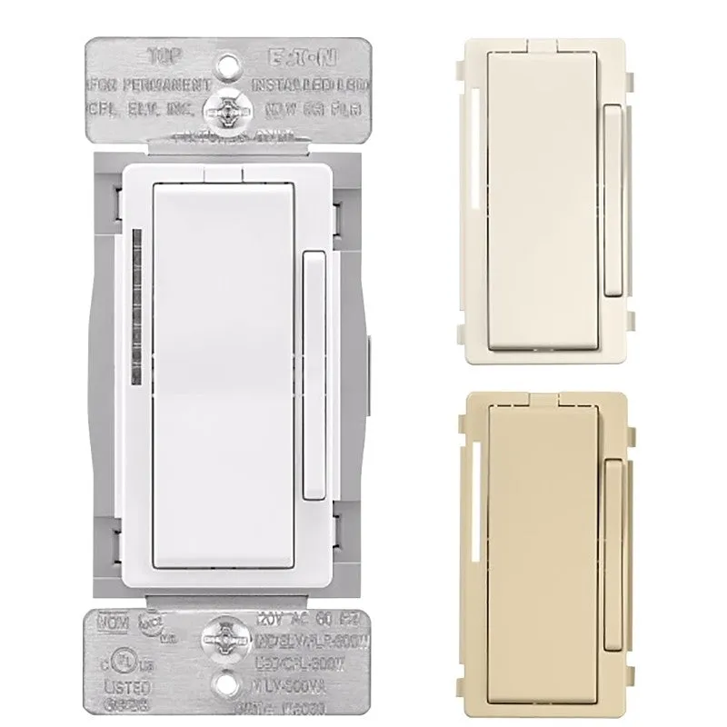 Eaton WFD30-C2-SP-L Smart Dimmer Switch, 1-Pole, 3-Way, 120 VAC, 60 Hz, Wi-Fi, Light Almond/Ivory/White