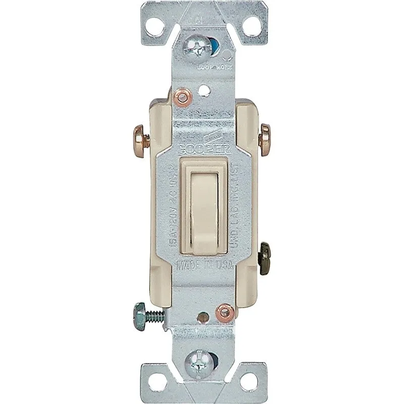 Eaton Wiring Devices 1303-7V-BOX Series Toggle Switch, Ivory, Flush Mount, 15 A, Polycarbonate Housing Material (Pack of 10)