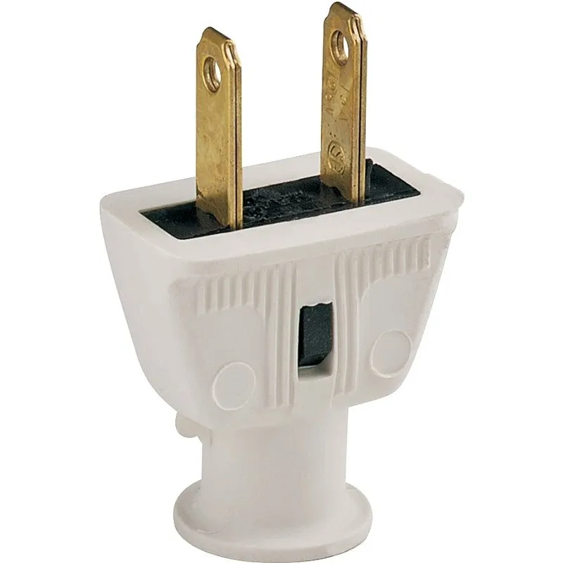 Eaton Wiring Devices 183W-BOX Electrical Plug, Flat, 21/64 in, 2-Pole, 15 A, 125 V, NEMA: NEMA 5-15, White (Pack of 25)