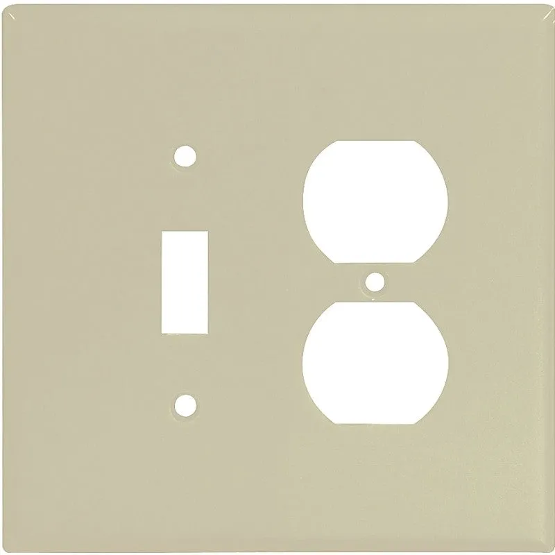 Eaton Wiring Devices 2148V-BOX Combination Wallplate, 5-1/4 in L, 5-5/16 in W, 2 -Gang, Thermoset, Ivory (Pack of 10)