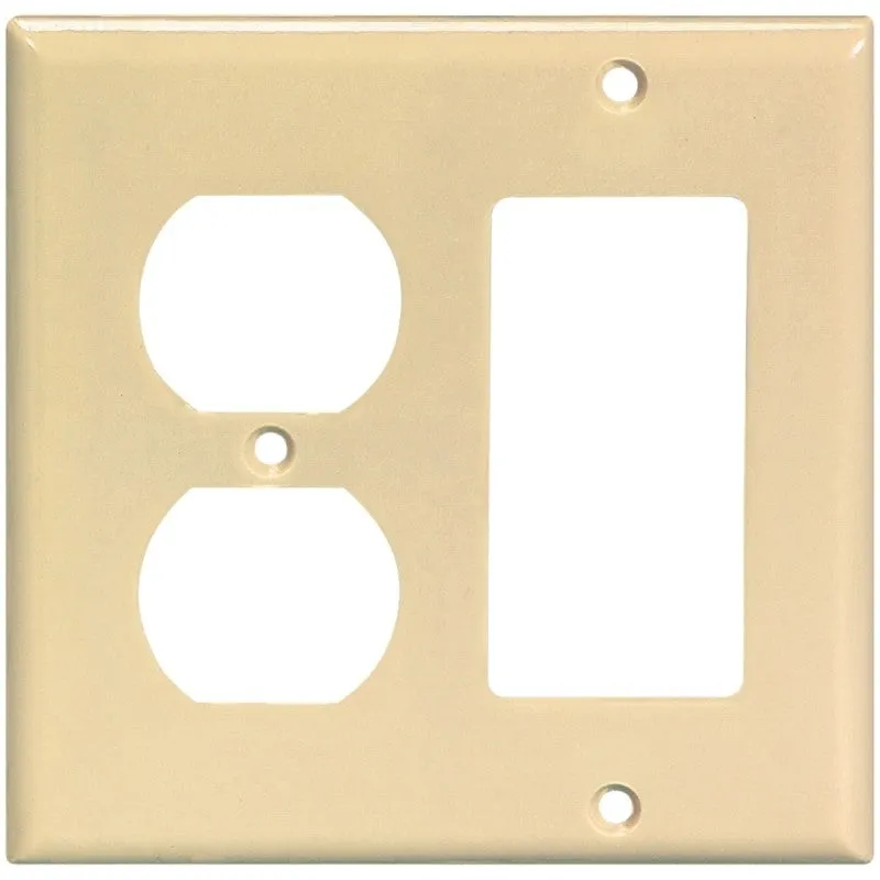 Eaton Wiring Devices 2157V-BOX Combination Wallplate, 4-1/2 in L, 4-9/16 in W, Standard, 2-Gang, Ivory (Pack of 10)