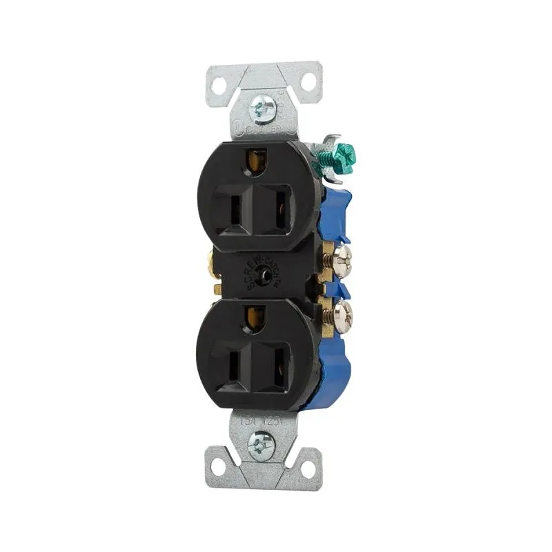 Eaton Wiring Devices 270BLK Standard Residential-Grade Duplex Receptacle, 2-Pole, 15 A, 125 V, NEMA: NEMA 5-15R, Black (Pack of 10)