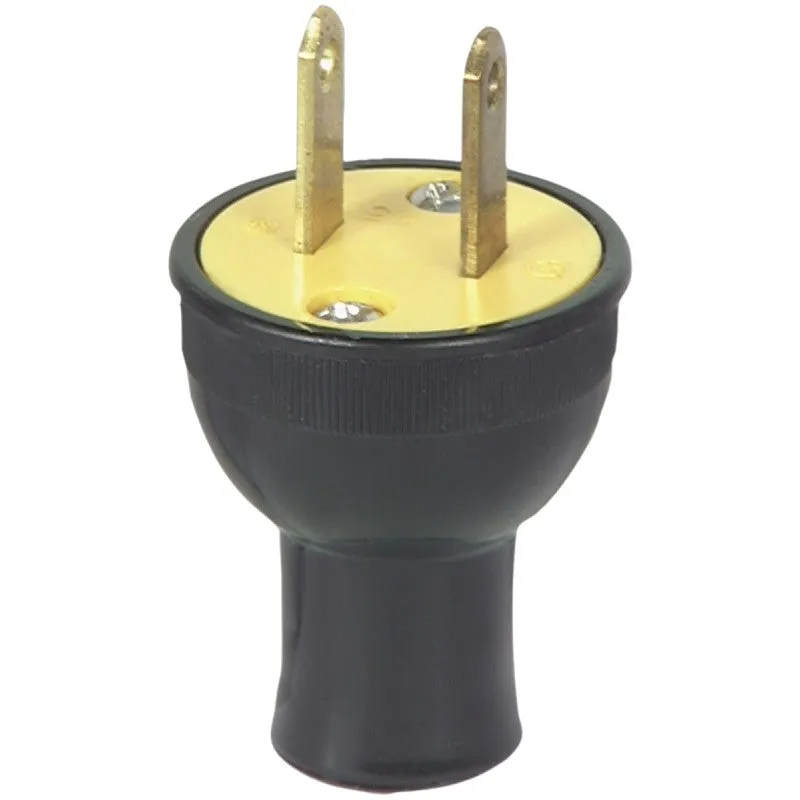 Eaton Wiring Devices 3123BK-BOX Electrical Plug, Round, 13/32 in, 2-Pole, 15 A, 125 V, NEMA: NEMA 1-15, Black, 2-Wire (Pack of 25)