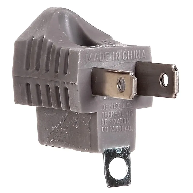 Eaton Wiring Devices 419GY Outlet Adapter with Grounding Lug, 2-Pole, 15 A, 125 V, 1-Outlet, NEMA: NEMA 1-15 to 5-15 (Pack of 25)