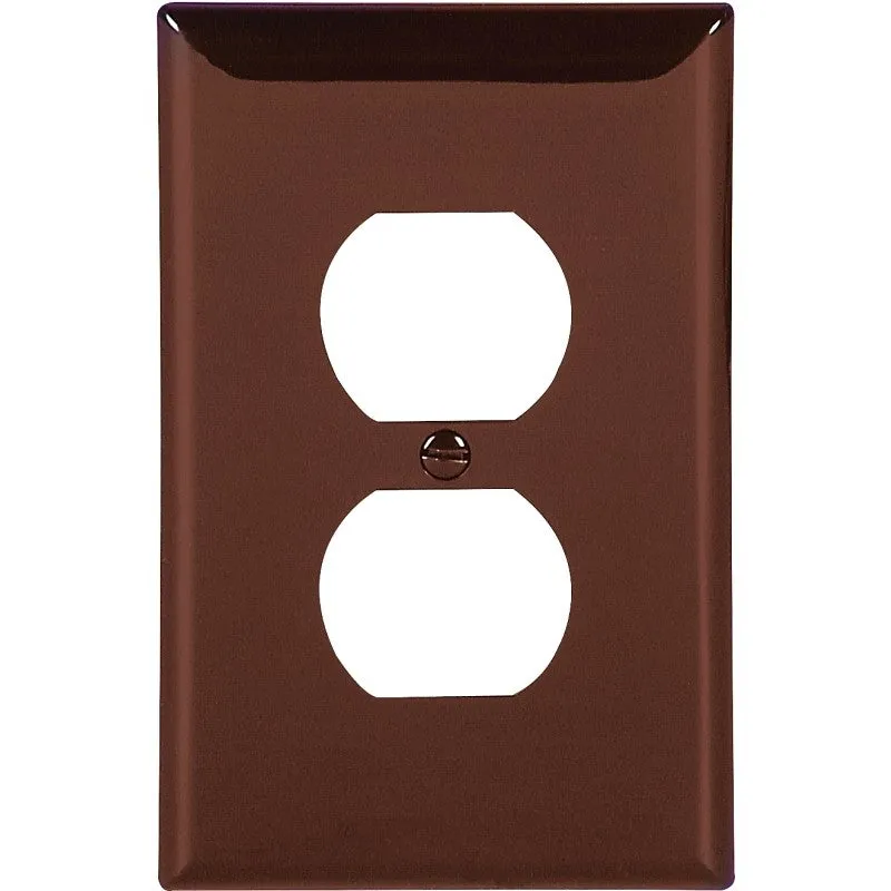 Eaton Wiring Devices 5132B-BOX Receptacle Wallplate, 4-1/2 in L, 2-3/4 in W, 1 -Gang, Nylon, Brown, High-Gloss (Pack of 15)