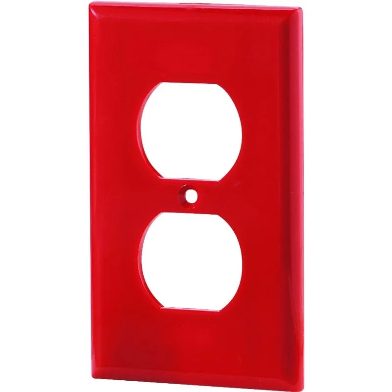 Eaton Wiring Devices 5132RD-BOX Receptacle Wallplate, 4-1/2 in L, 2-3/4 in W, 1 -Gang, Nylon, Red, High-Gloss (Pack of 15)