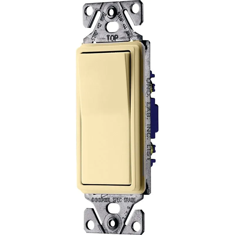 Eaton Wiring Devices 7500 Series C7503V-SP Rocker Switch, 15 A, Lead Wire Terminal, 120/277 V