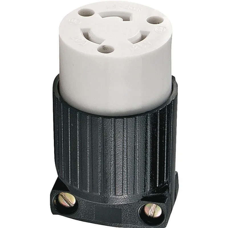 Eaton Wiring Devices L520C Electrical Connector, 2 -Pole, 20 A, 125 V, NEMA: NEMA L5-20, Black/White