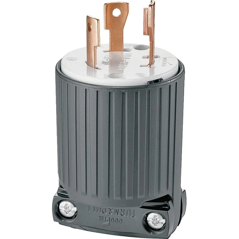 Eaton Wiring Devices L630P Twist Lock Plug, 2 -Pole, 30 A, 250 V, NEMA: NEMA L6-30, Black/White