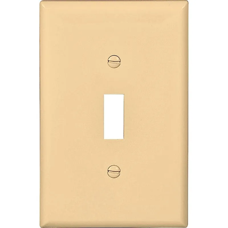 Eaton Wiring Devices PJ1V Wallplate, Mid-Size, 4-7/8 in L, 3-1/8 in W, 1-Gang, Polycarbonate, Ivory (Pack of 25)
