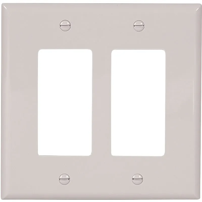 Eaton Wiring Devices PJ262W Wallplate, 4-1/2 in L, 4.56 in W, 2 -Gang, Polycarbonate, White, High-Gloss