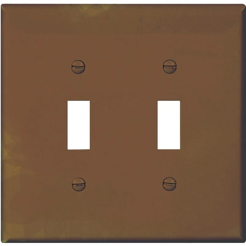 Eaton Wiring Devices PJ2B Wallplate, 4-7/8 in L, 4.94 in W, 2 -Gang, Polycarbonate, Brown, High-Gloss (Pack of 20)