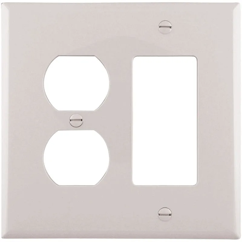 Eaton Wiring Devices PJ826W Combination Wallplate, 4-7/8 in L, 4-15/16 in W, Mid, 2-Gang, Polycarbonate, White (Pack of 20)