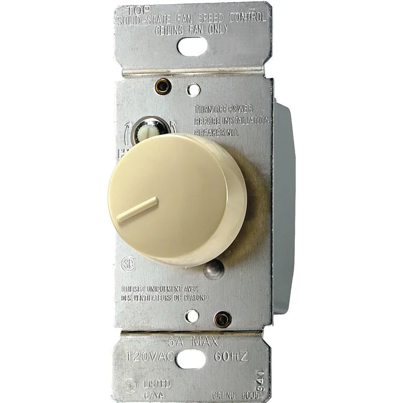 Eaton Wiring Devices RFS5-V-K Rotary Control Switch, 5 A, 120 V, Rotary Actuator, Polycarbonate, Ivory