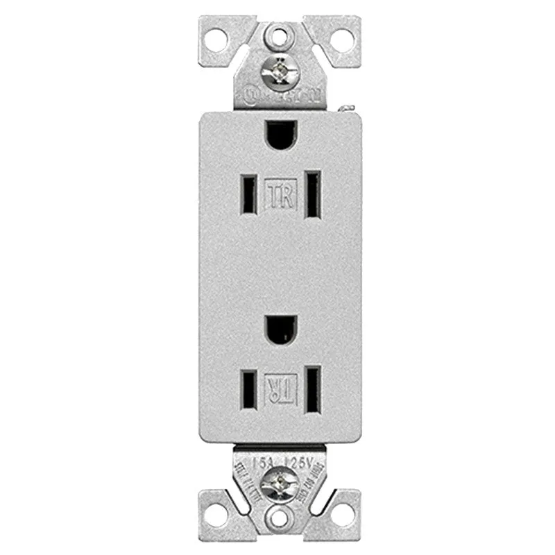 Eaton Wiring Devices TR1107SG-SP-L Duplex Receptacle, PVC, Silver Granite, 2-Pole, 15 A, 125 V, Push-in, Side Wiring (Pack of 10)