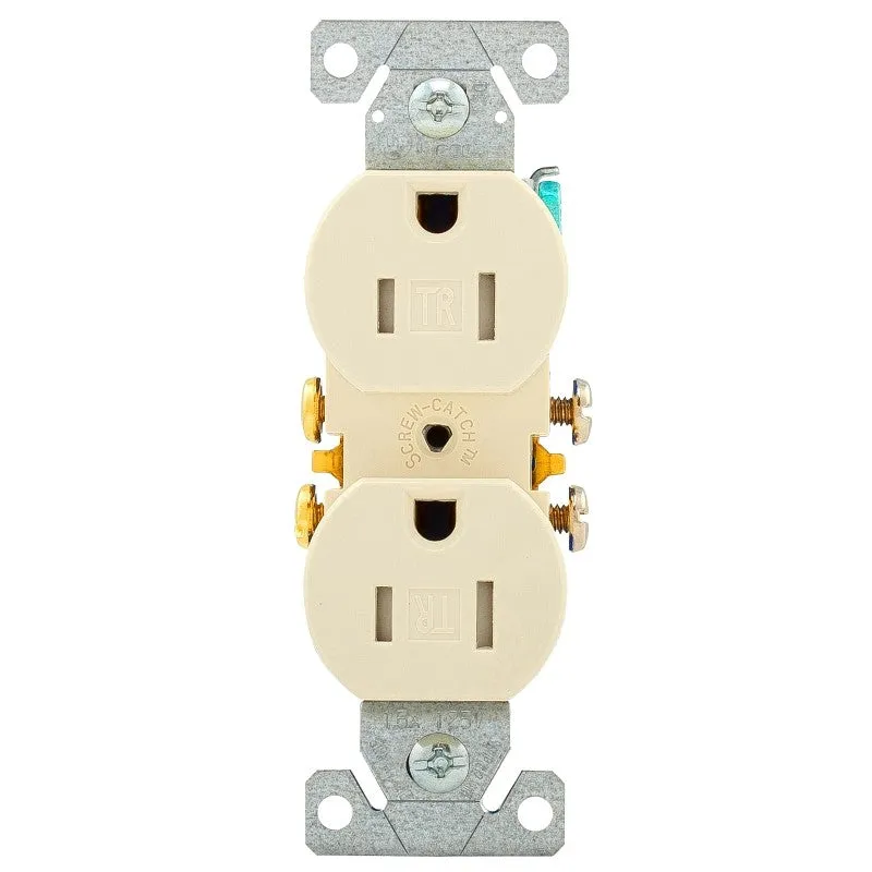Eaton Wiring Devices TR270LA Duplex Receptacle, PVC, Light Almond, 2-Pole, 3-Wire, 125 V, Push-in, Side Wiring (Pack of 10)