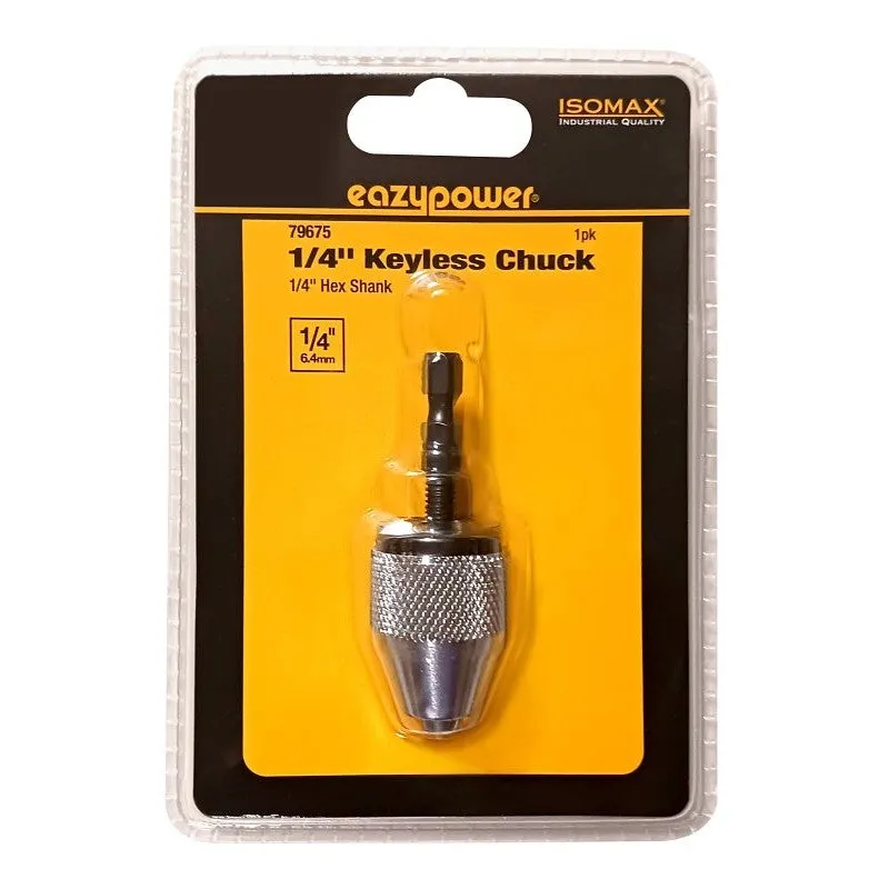 Eazypower 79675 Drill Chuck, 1/4 in Chuck, Steel, Keyless