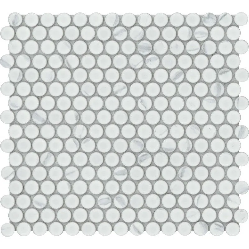 Emser Tile Elegan Series W95ELEGCA1112MOPM Porcelain Mosaic Tile, 12 in L Tile, 11 in W Tile, Pressed Edge, Calacata