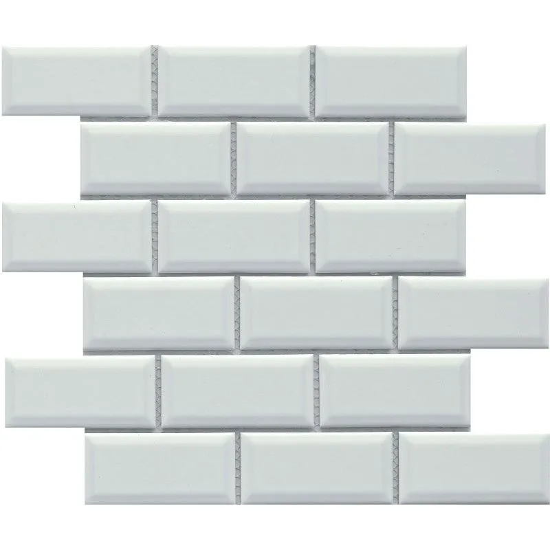 Emser Tile Reward Series F27REWAWH1112MBV Porcelain Mosaic Tile, 12 in L Tile, 11 in W Tile, Pressed Edge, Bevel Pattern