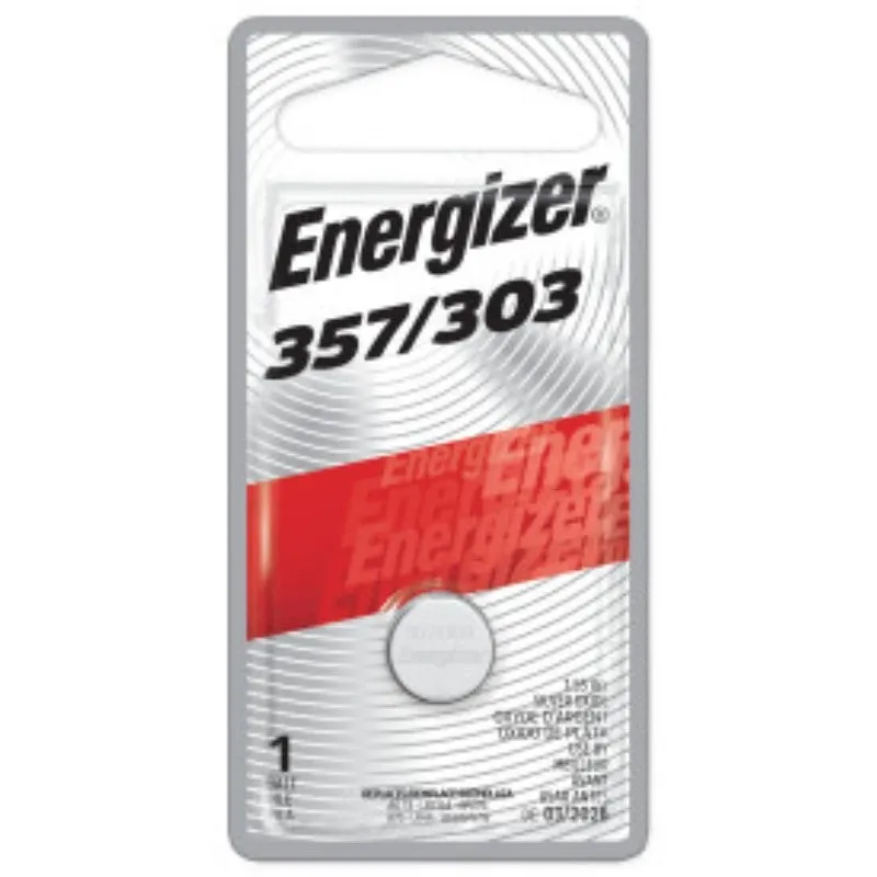 Energizer 357BPZ Coin Cell Battery, 1.5 V Battery, 150 mAh, Silver Oxide, 357 Battery (Pack of 6)