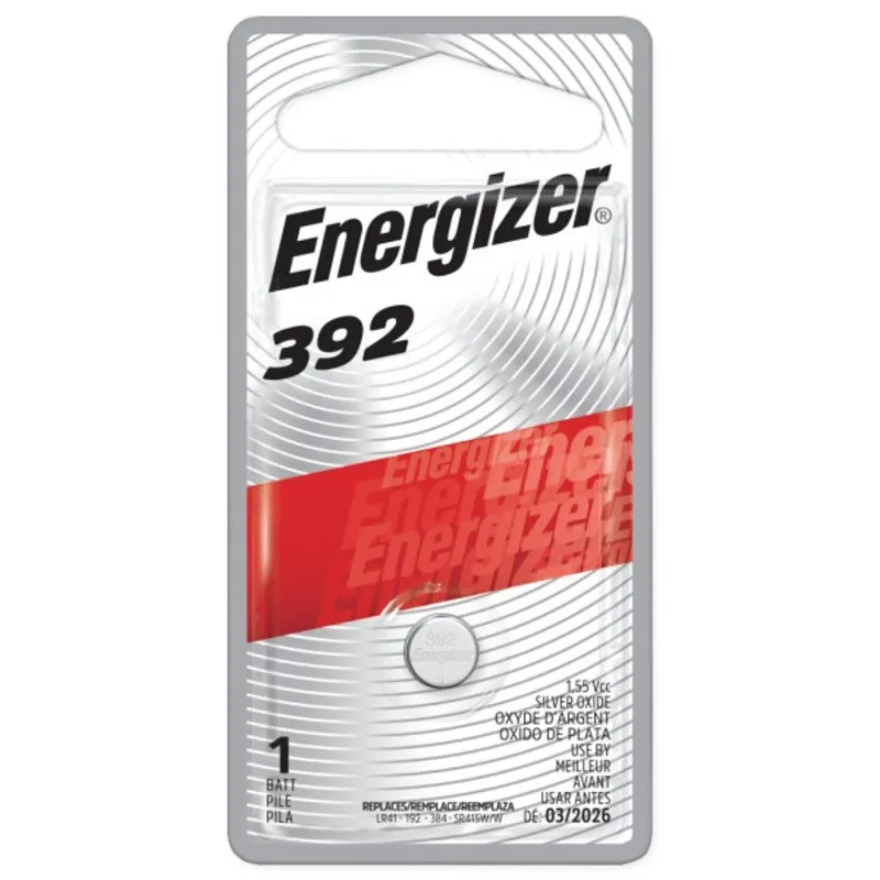 Energizer 392BPZ Coin Cell Battery, 1.5 V Battery, 44 mAh, 392 Battery, Silver Oxide (Pack of 6)