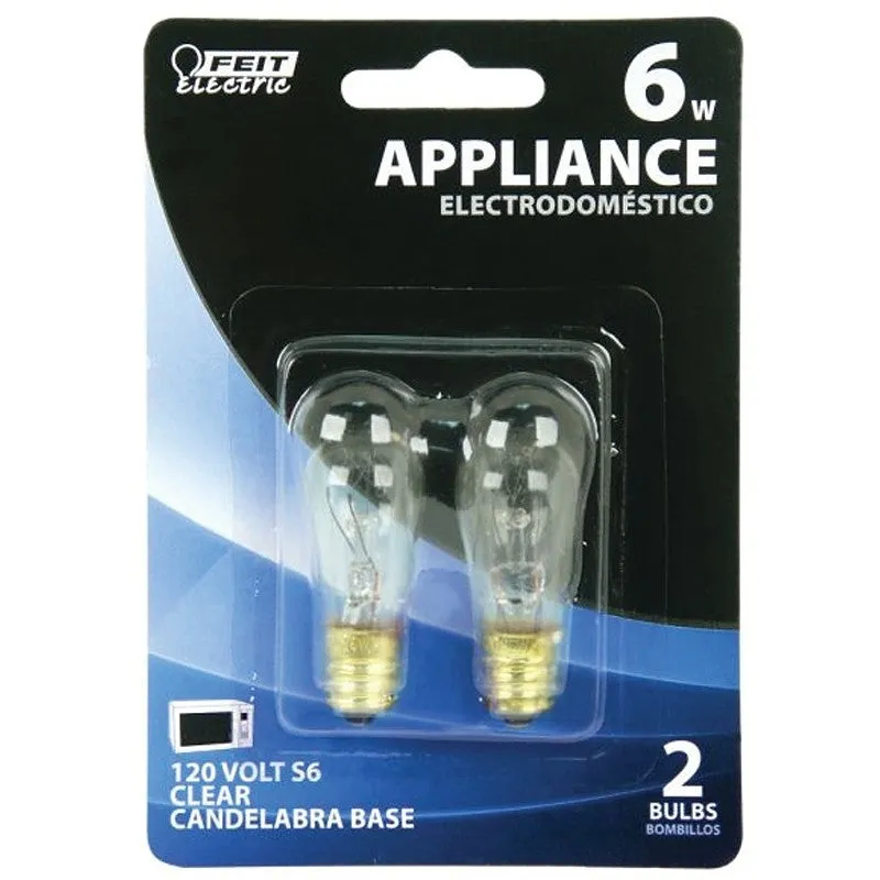 Feit Electric BP6S6 Candle Base Bulb, 6 W, S6 Straight-Sided Lamp, Candelabra E12 Lamp Base, 2700 K Color Temp (Pack of 12)