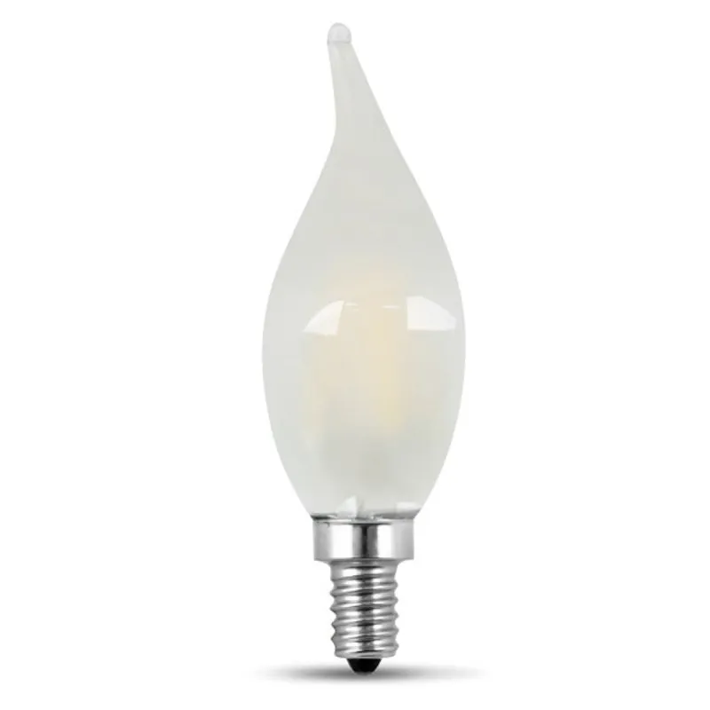 Feit Electric BPCFF60950CAFIL/2 LED Light Bulb, Decorative, Flame Tip, 60 W Equivalent, Candelabra Lamp Base, Dimmable (Pack of 6)
