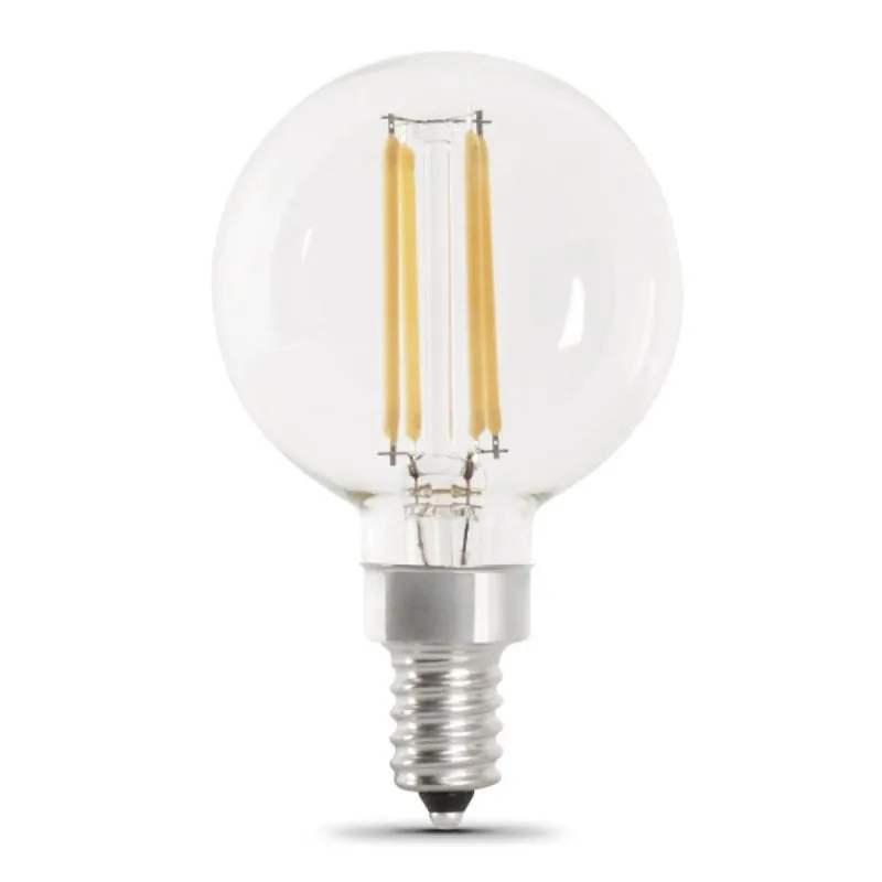 Feit Electric BPG1660950CAFIL/2 LED Light Bulb, Globe, 500 Lumens, 5.5 W, G16 Lamp, E12 Lamp Base, Dimmable (Pack of 6)