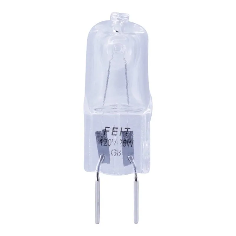 Feit Electric BPQ25/G8/CAN Halogen Bulb, 1.8 in L Dimensions, 25 W, G8 Lamp Base, JCD T4 Lamp, 3000 K Color Temp (Pack of 6)
