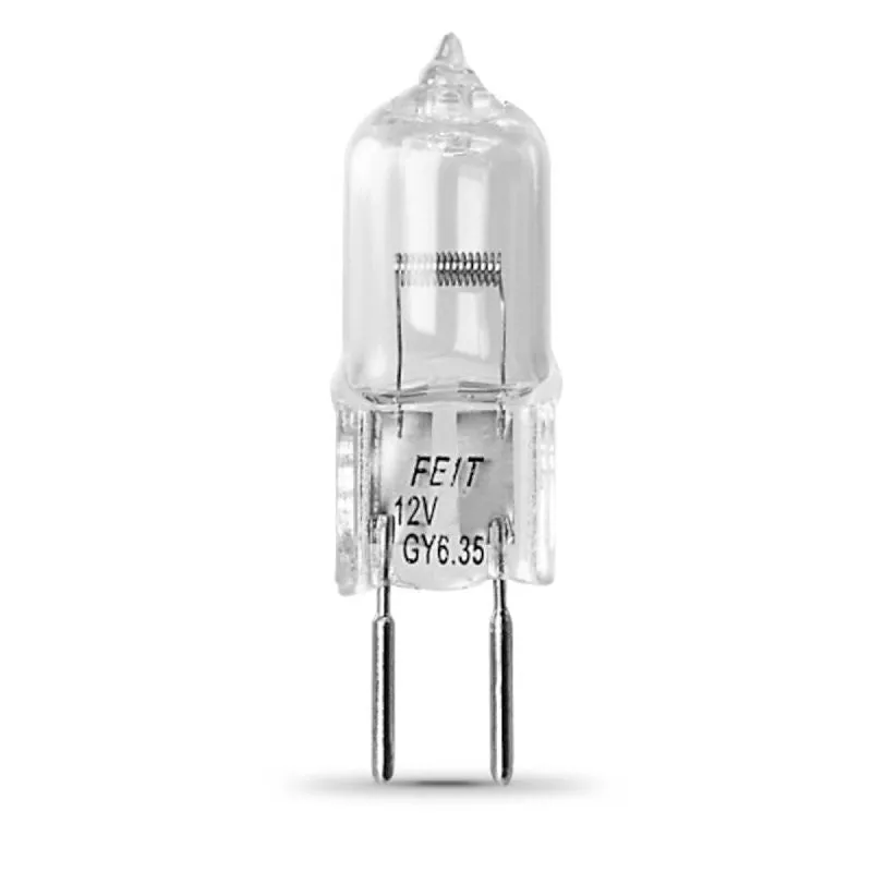 Feit Electric BPQ50T4 Halogen Bulb, 50 W, Candelabra GY6.35 Lamp Base, JC T4 Lamp, 3000 K Color Temp (Pack of 12)