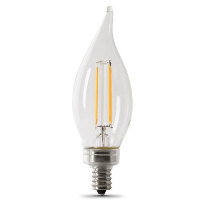 Feit Electric CFC40/927CA/FIL/6 LED Bulb, Decorative, 300 Lumens, 3.3 W, Flame Tip Lamp, 40 W Equivalent, Soft White (Pack of 4)