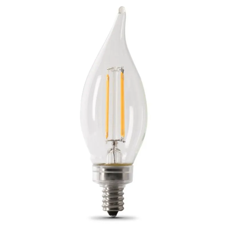 Feit Electric CFC60/927CA/FIL/6 LED Bulb, Decorative, 60 W Equivalent, E12 Lamp Base, Dimmable, Clear (Pack of 4)