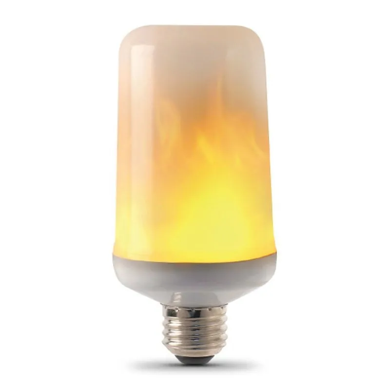 Feit Electric C/FLAME/LED LED Bulb, Specialty, T60 Lamp, E26 Lamp Base, White, Warm White Light, 1500 K Color Temp (Pack of 4)