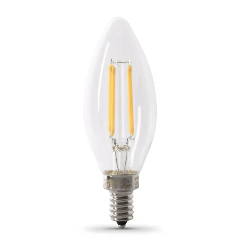 Feit Electric CTC60/950CA/FIL/6 LED Bulb, Decorative, 500 Lumens, 5.5 W, B10 Lamp, 60 W Equivalent, E12 Lamp Base, Clear