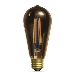 Feit Electric ST19/VG/LED/2 LED Light Bulb, ST19 Lamp, 60 W Equivalent, E26 Medium Lamp Base, Dimmable, Amber