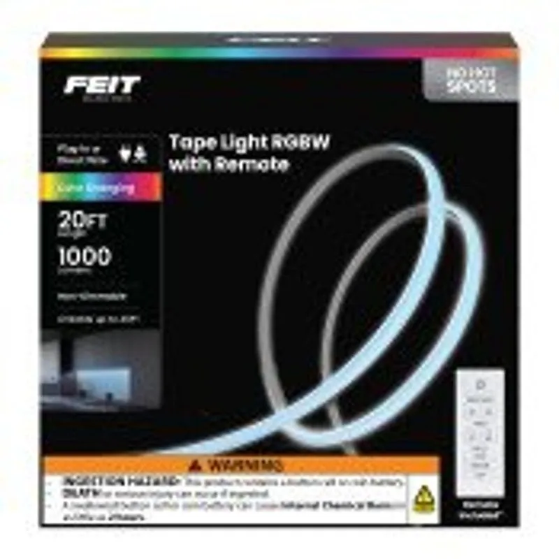Feit Electric TAPE240/CHASE Color Chasing and Tunable Tape Light, 100/240 V, 24 W, LED Lamp, RGB/Tunable White