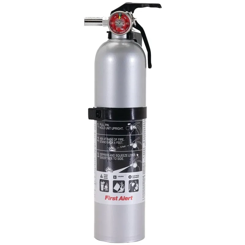 First Alert DHOME1 Rechargeable Fire Extinguisher, 2.4 lb, Monoammonium Phosphate, 1-A:10-B:C Class, Wall (Pack of 4)