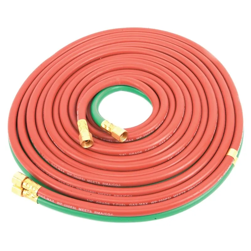 Forney 86164 Welder Torch Hose, 1/4 in ID, 25 ft L, 9/16-18 Thread, Rubber, Green/Red