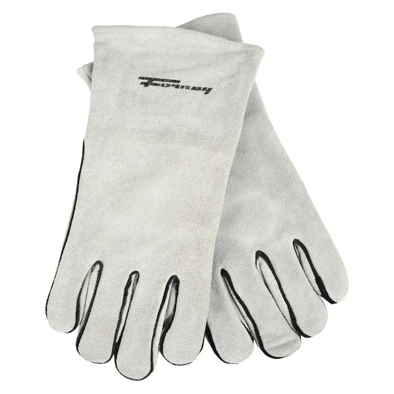 ForneyHide 53429 Welding Gloves, Men’s, XL, Gauntlet Cuff, Leather Palm, Gray, Wing Thumb, Leather Back