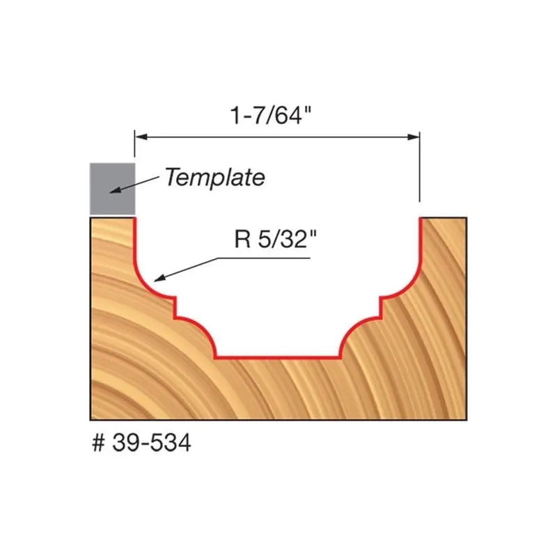 Freud | 39-534 5/32 Radius Top Bearing Cove and Bead Groove Bit with 3/8 Shank